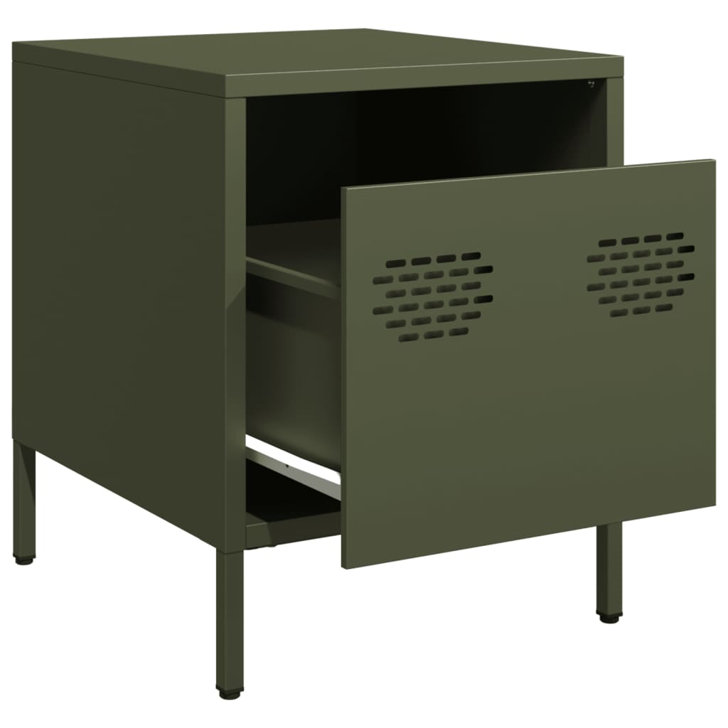 Bedside Cabinets 2 pcs Olive Green 35x39x43.5 cm Steel