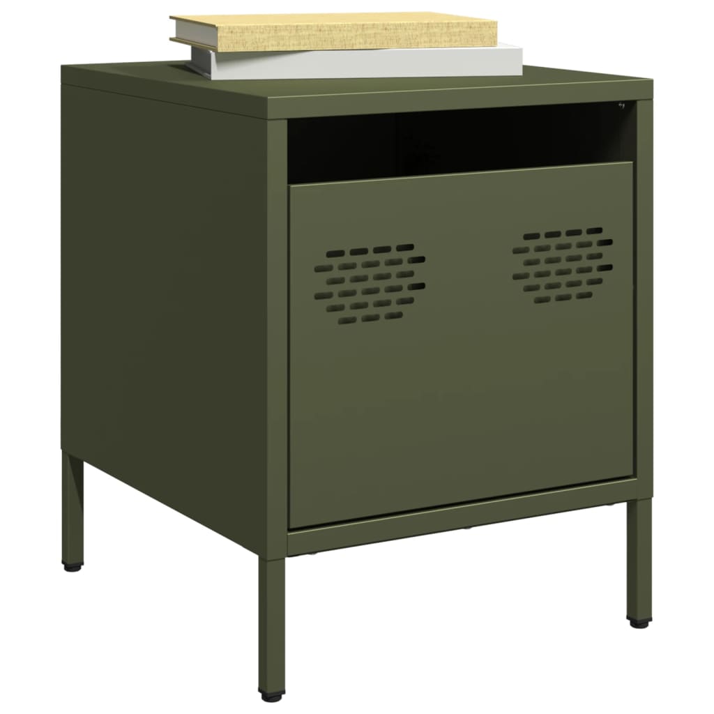 Bedside Cabinets 2 pcs Olive Green 35x39x43.5 cm Steel