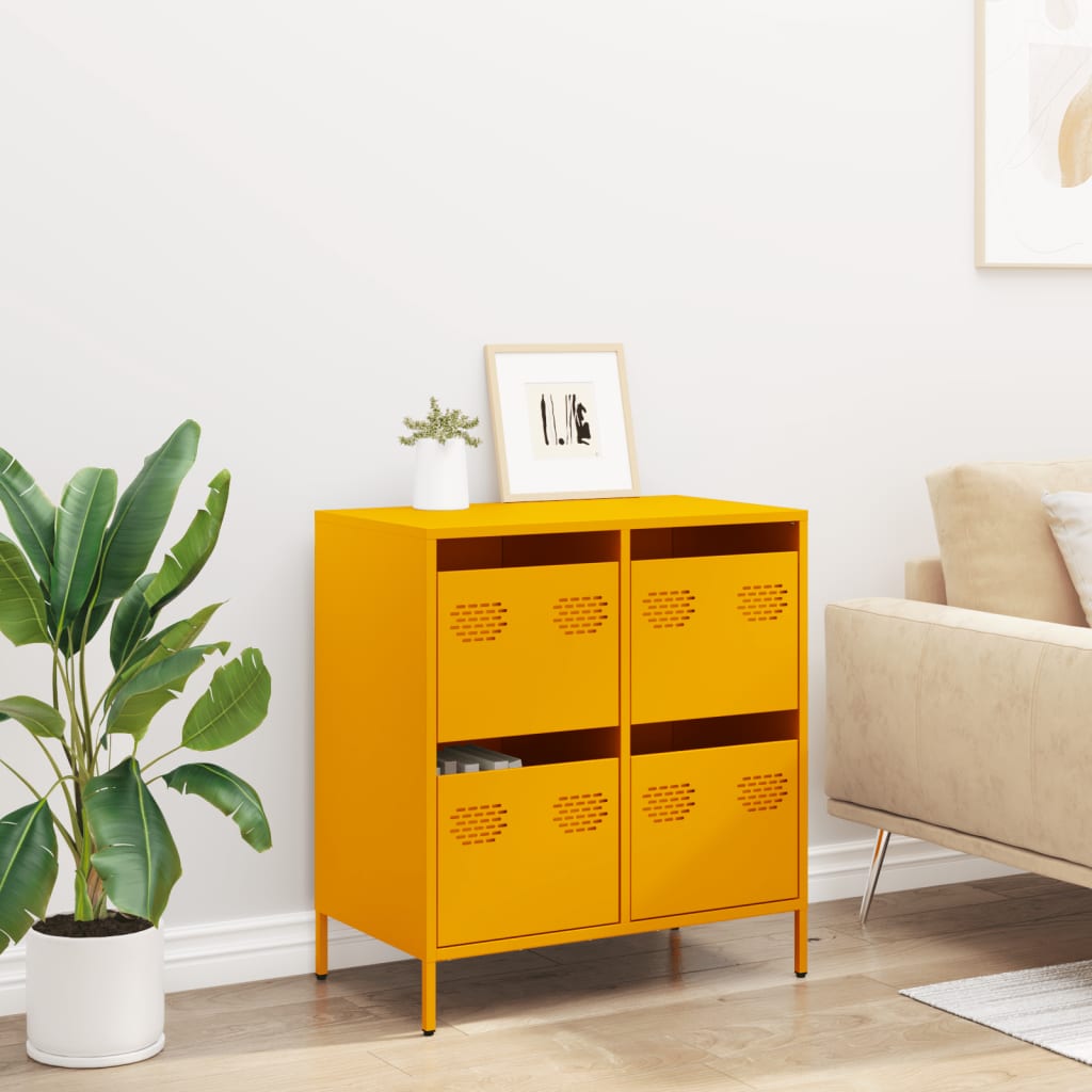 Sideboard Mustard Yellow 68x39x73.5 cm Cold-rolled Steel