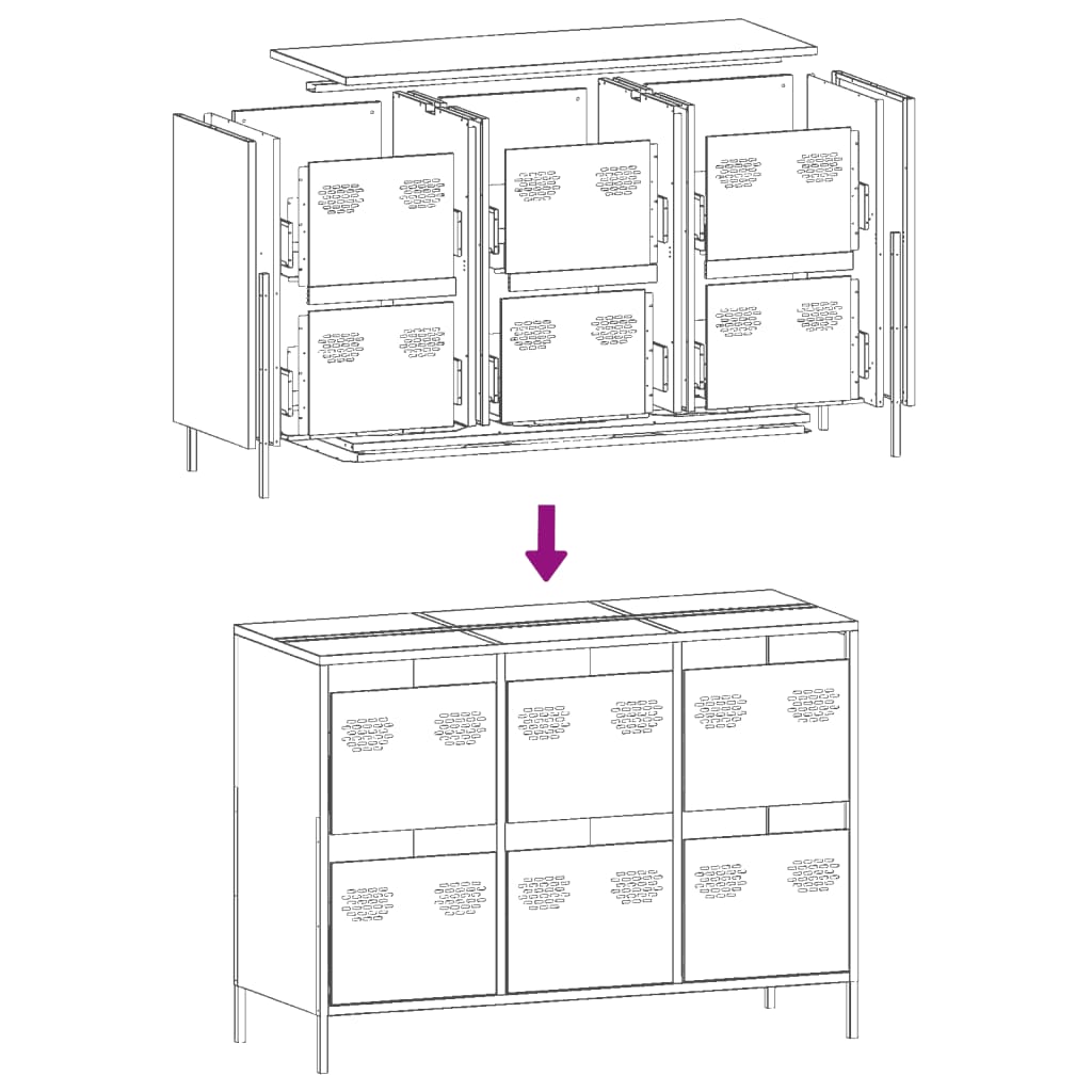 Sideboard Black 101.5x39x73.5 cm Cold-rolled Steel