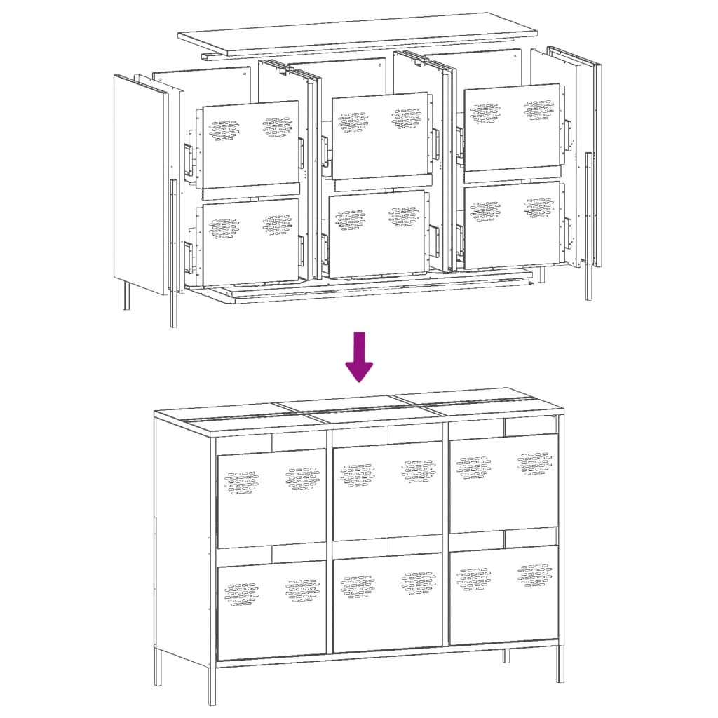 Sideboard Pink 101.5x39x73.5 cm Cold-rolled Steel