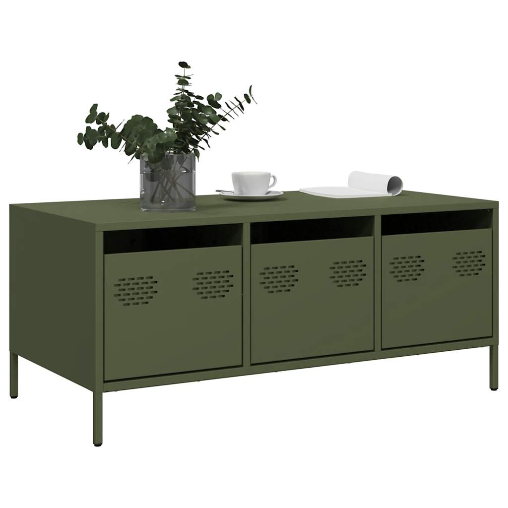 Coffee Table Olive Green 101.5x50x43.5 cm Cold-rolled Steel