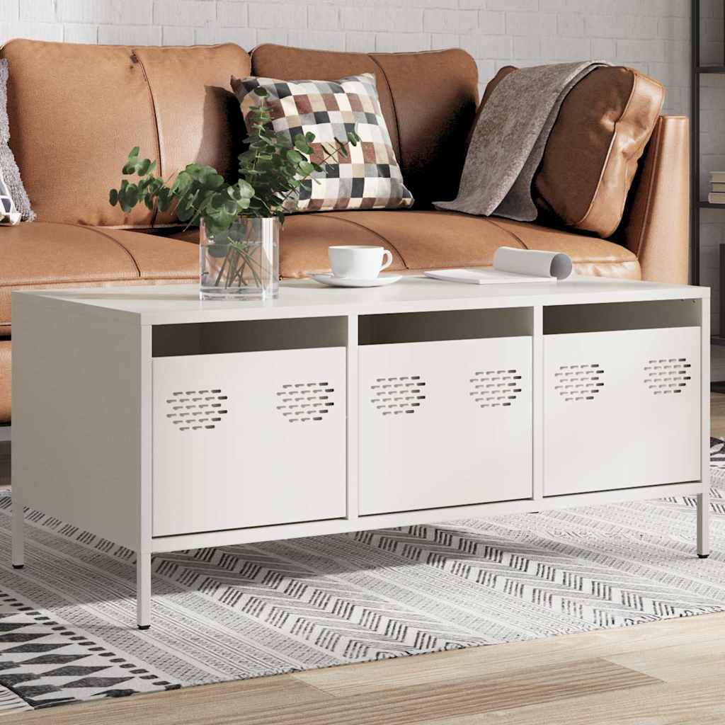 Coffee Table White 101.5x50x43.5 cm Cold-rolled Steel