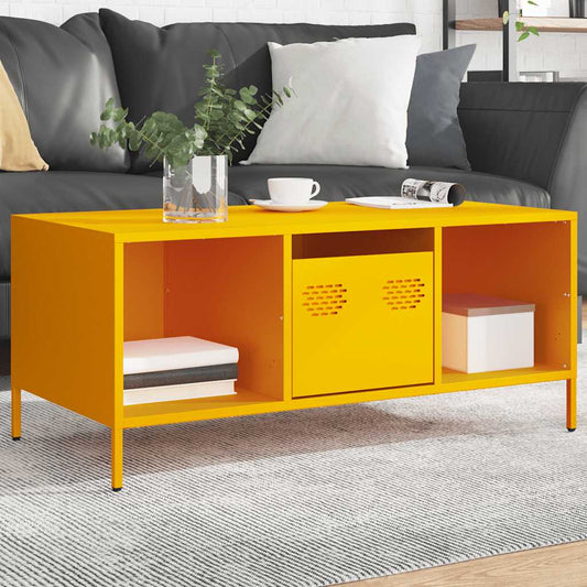 Coffee Table Mustard Yellow 101.5x50x43.5 cm Cold-rolled Steel