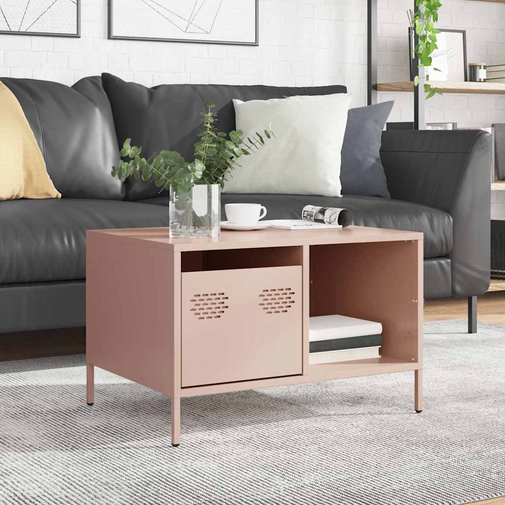 Coffee Table Pink 68.5x50x43.5 cm Cold-rolled Steel