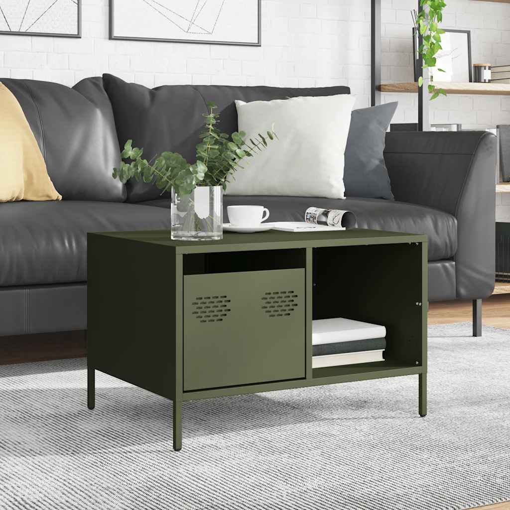 Coffee Table Olive Green 68.5x50x43.5 cm Cold-rolled Steel