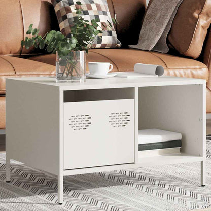 Coffee Table White 68.5x50x43.5 cm Cold-rolled Steel