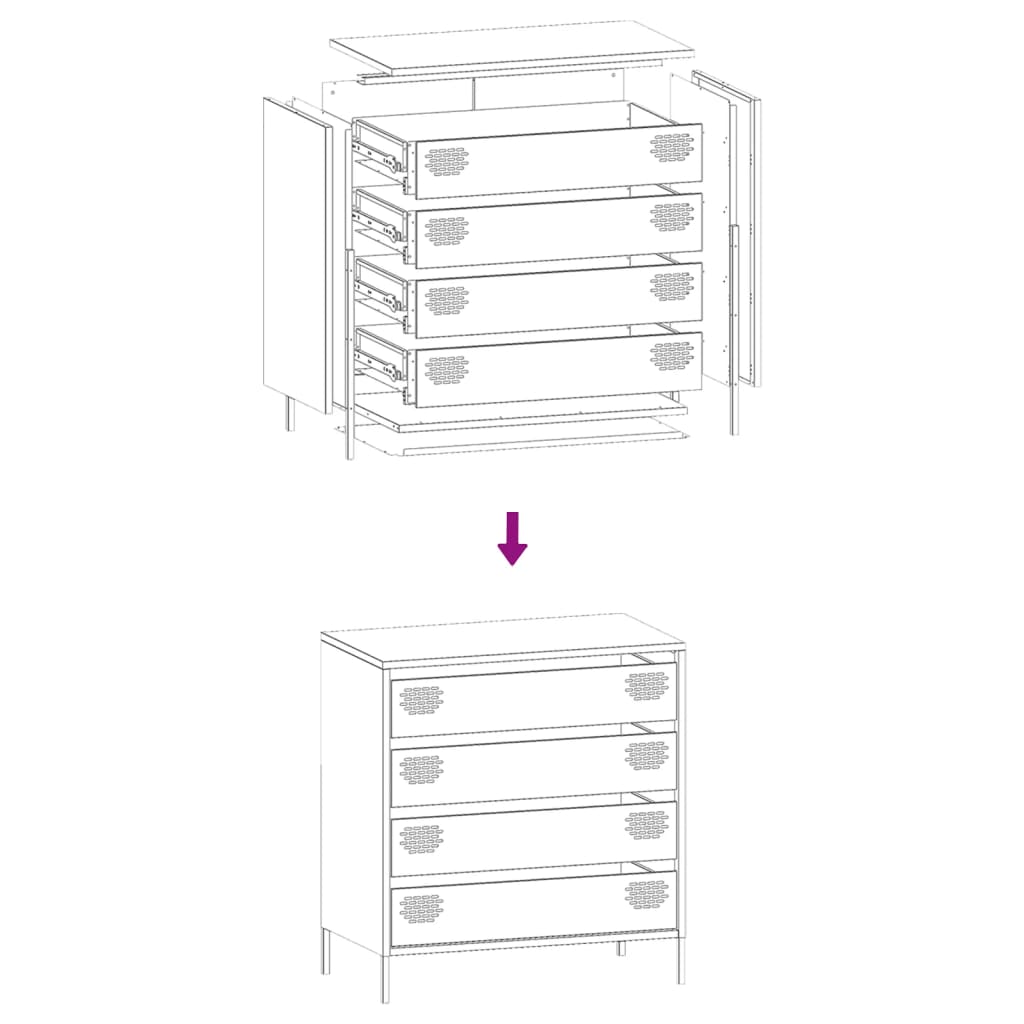 Sideboard Pink 68x39x73.5 cm Cold-rolled Steel