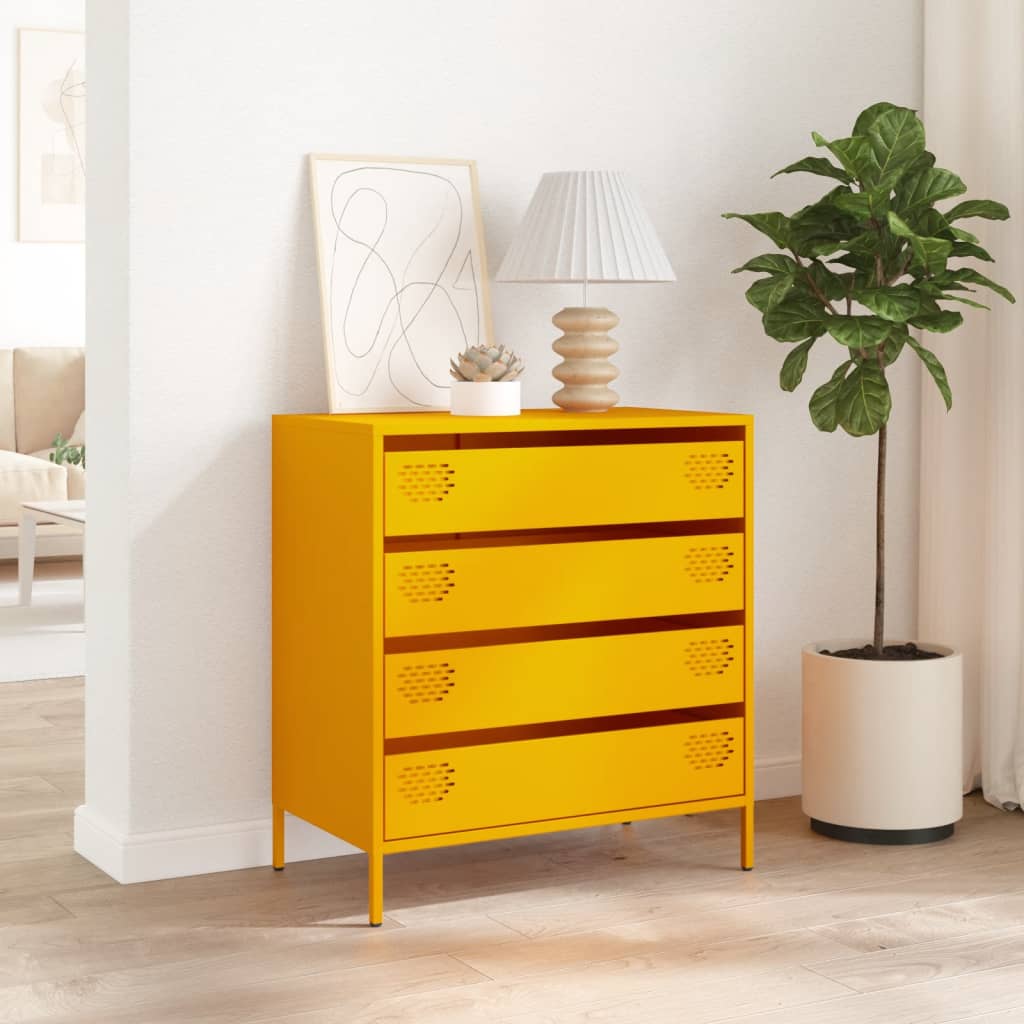 Sideboard Mustard Yellow 68x39x73.5 cm Cold-rolled Steel