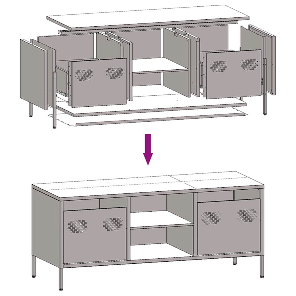 TV Cabinet Pink 101.5x39x43.5 cm Cold-rolled Steel