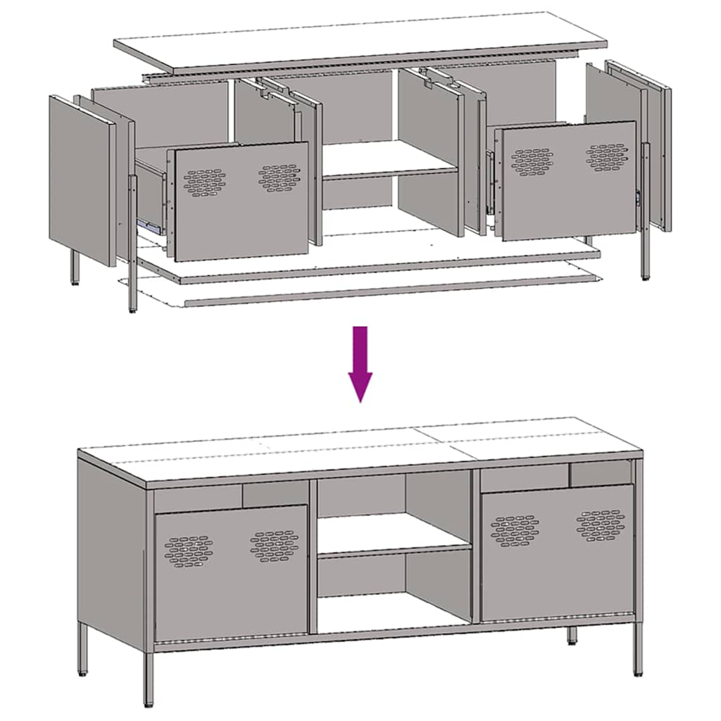 TV Cabinet White 101.5x39x43.5 cm Cold-rolled Steel