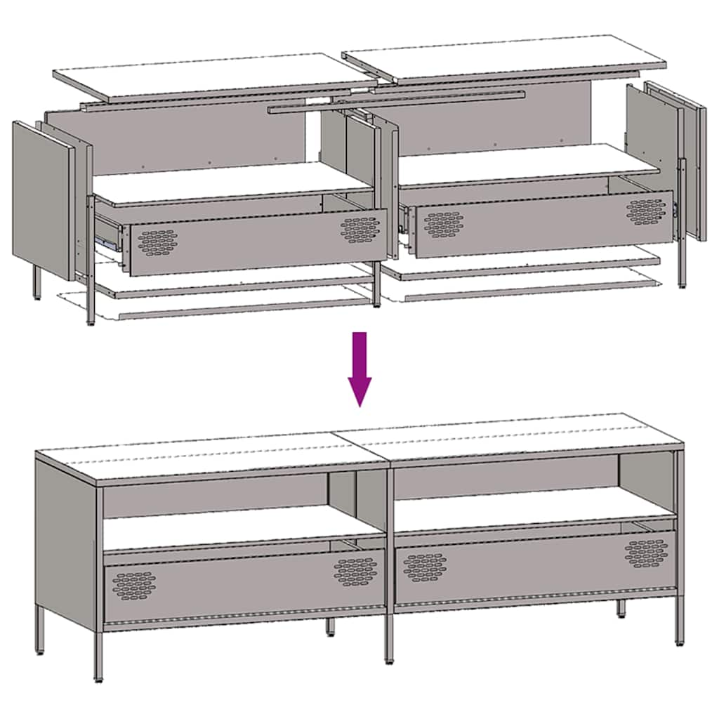 TV Cabinet White 135x39x43.5 cm Cold-rolled Steel