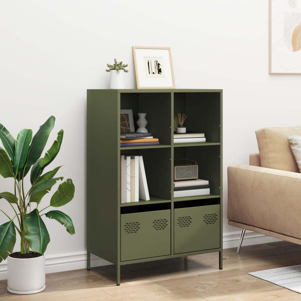 Highboard Olive Green 68x39x103.5 cm Steel