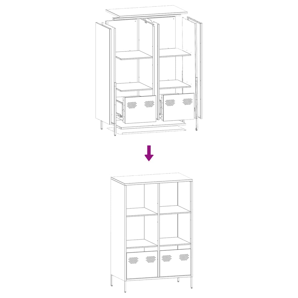 Highboard Olive Green 68x39x103.5 cm Steel