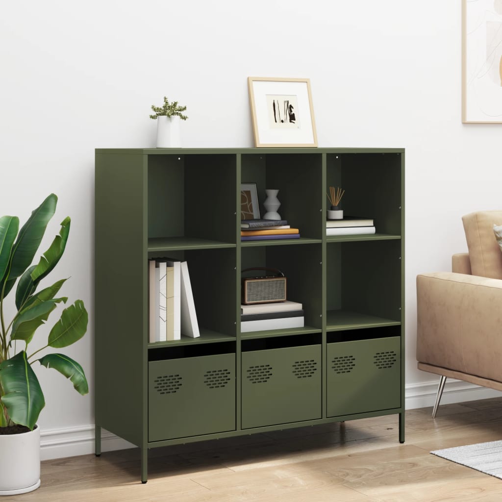 Highboard Olive Green 101.5x39x103.5 cm Steel