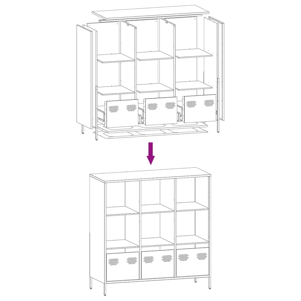 Highboard Olive Green 101.5x39x103.5 cm Steel