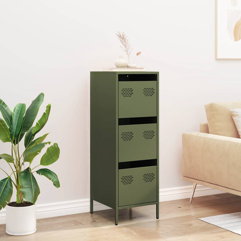 Highboard Olive Green 39x35x103.5 cm Steel