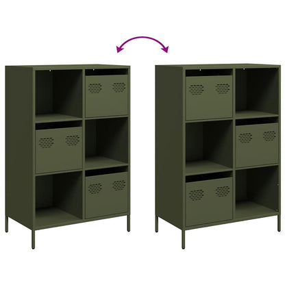 Highboard Olive Green 68x39x103.5 cm Steel