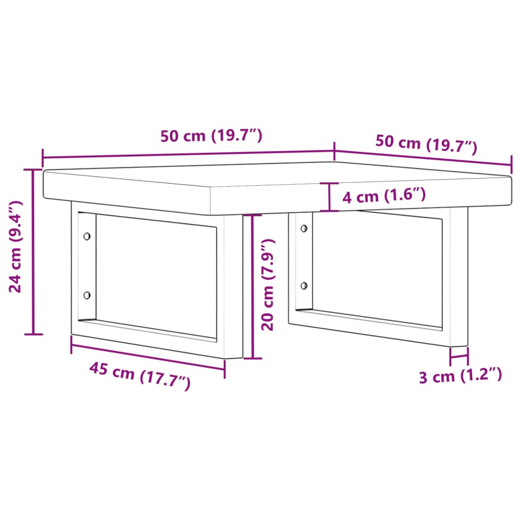 Basin Shelf Wall Mounted Steel and Solid Wood Oak