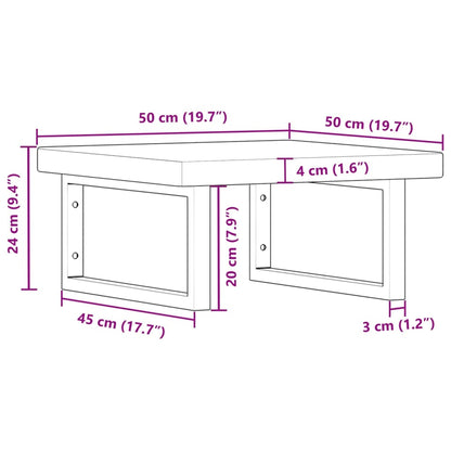 Basin Shelf Wall Mounted Steel and Solid Wood Oak