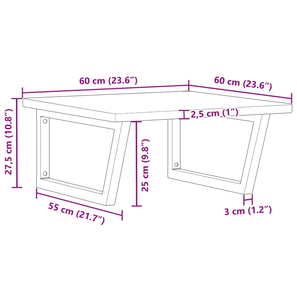 Basin Shelf Wall Mounted Steel and Solid Wood Oak