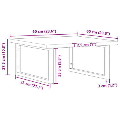 Basin Shelf Wall Mounted Steel and Solid Wood Oak