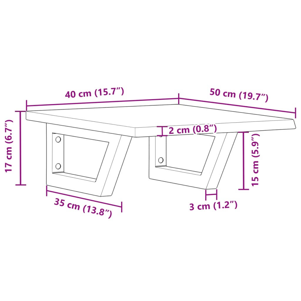 Basin Shelf Wall Mounted Steel and Solid Wood Oak