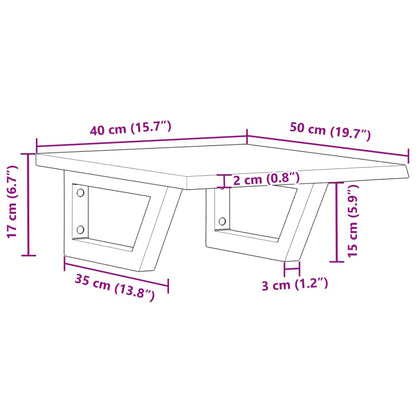 Basin Shelf Wall Mounted Steel and Solid Wood Oak