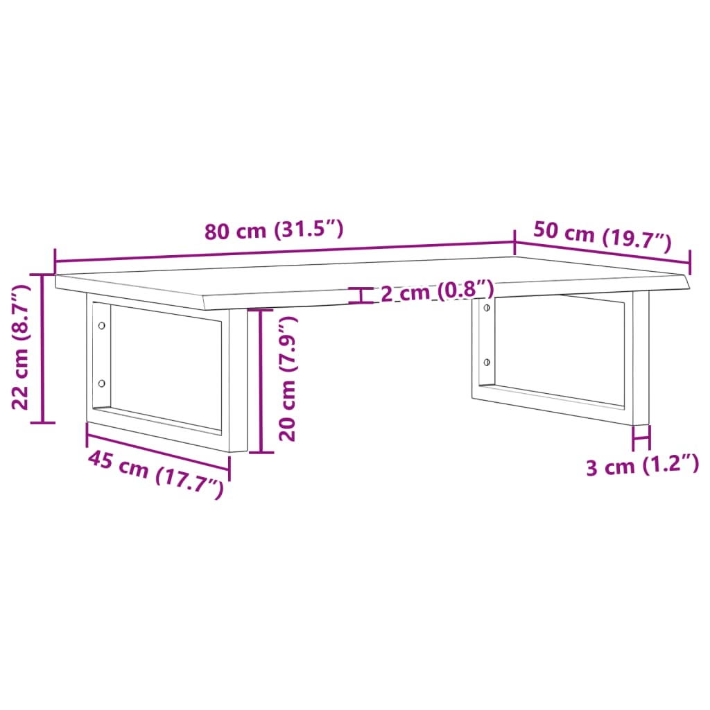 Basin Shelf Wall Mounted Steel and Solid Wood Oak