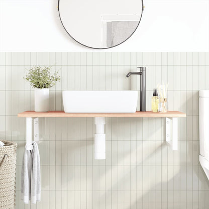 Basin Shelf Wall Mounted Steel and Solid Wood Oak