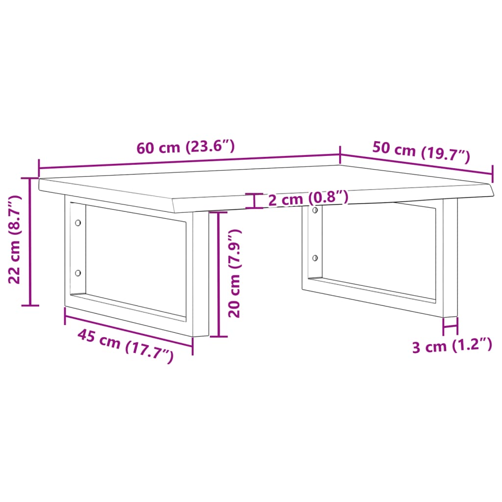 Basin Shelf Wall Mounted Steel and Solid Wood Oak