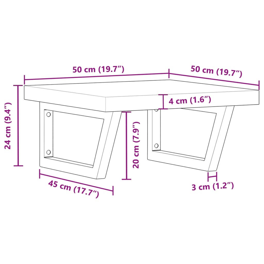 Basin Shelf Wall Mounted Steel and Solid Wood Acacia