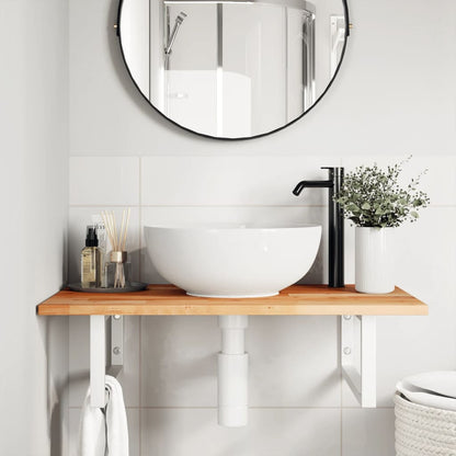 Basin Shelf Wall Mounted Steel and Solid Wood Acacia