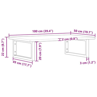 Basin Shelf Wall Mounted Steel and Solid Wood Acacia