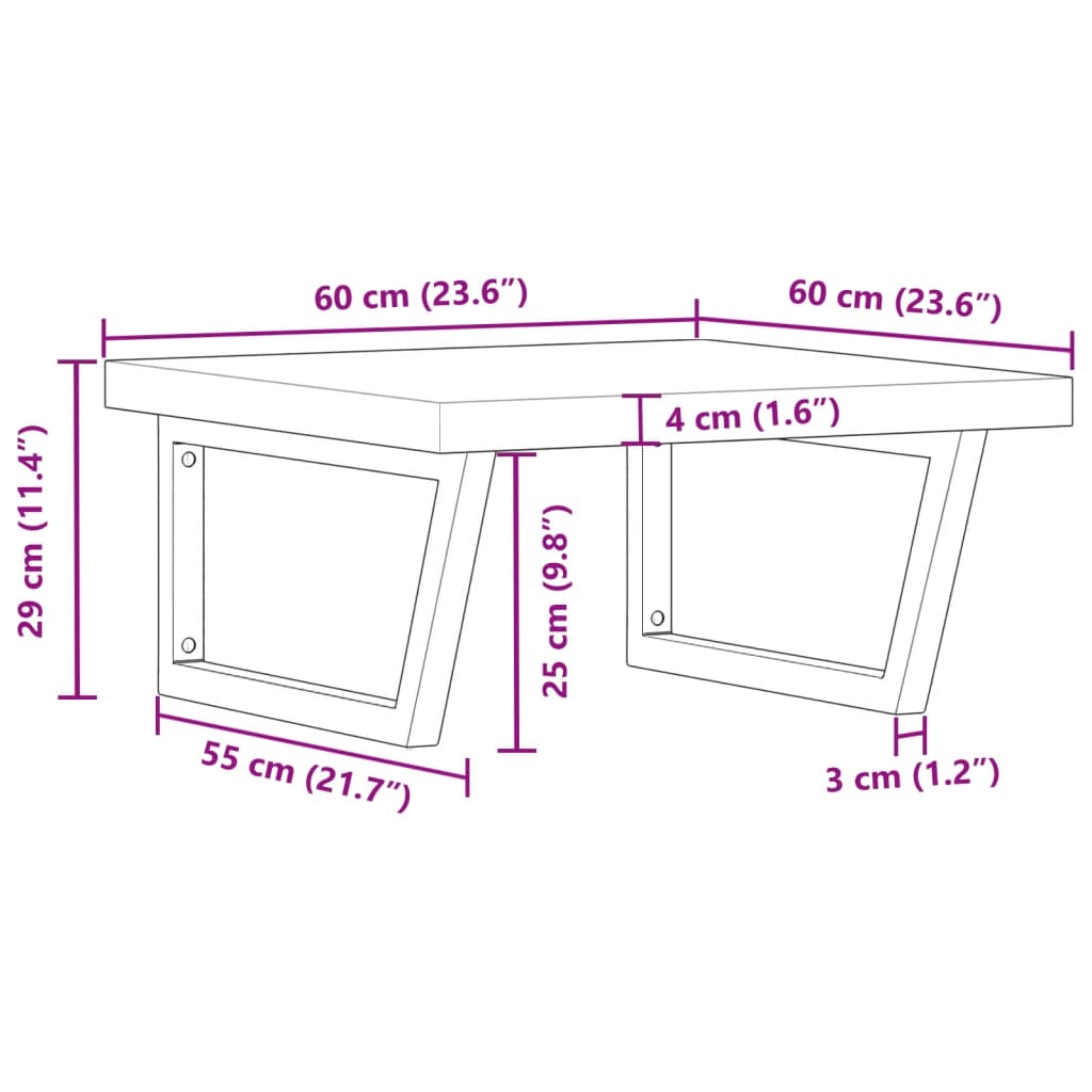 Basin Shelf Wall Mounted Steel and Solid Wood Acacia