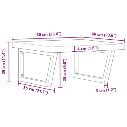 Basin Shelf Wall Mounted Steel and Solid Wood Acacia