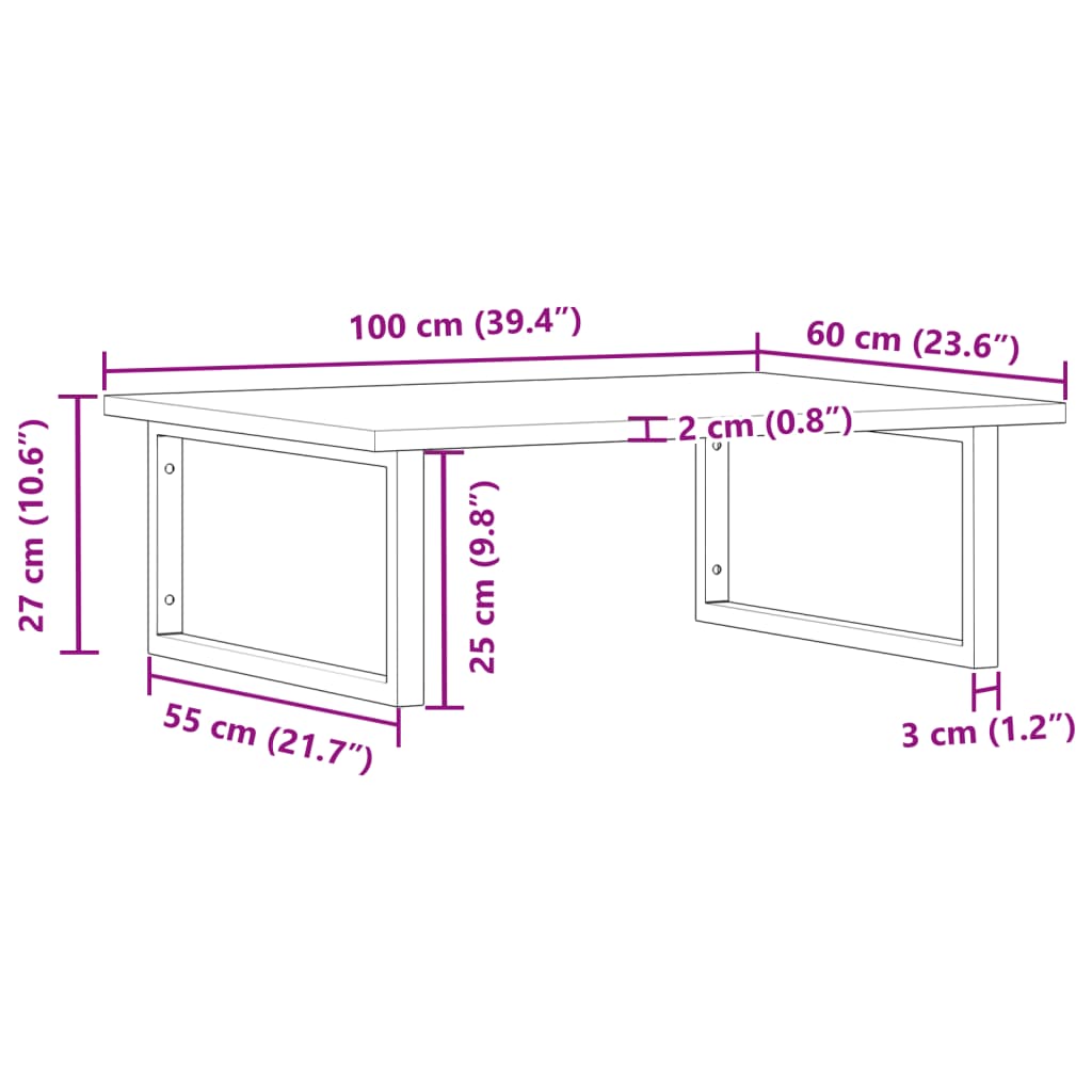 Basin Shelf Wall Mounted Steel and Solid Wood Acacia