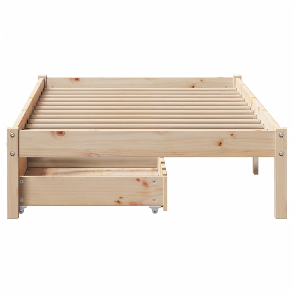 Bed Frame with Drawers 90x190 cm Single Solid Wood Pine