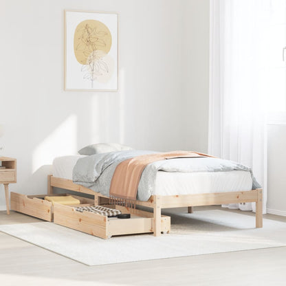 Bed Frame with Drawers 90x190 cm Single Solid Wood Pine