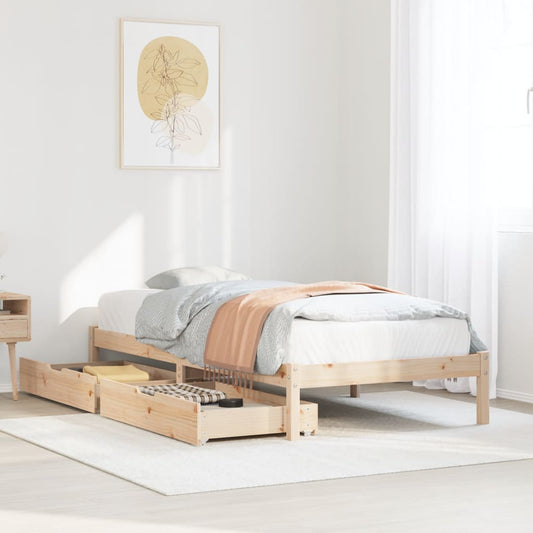 Bed Frame with Drawers 90x190 cm Single Solid Wood Pine