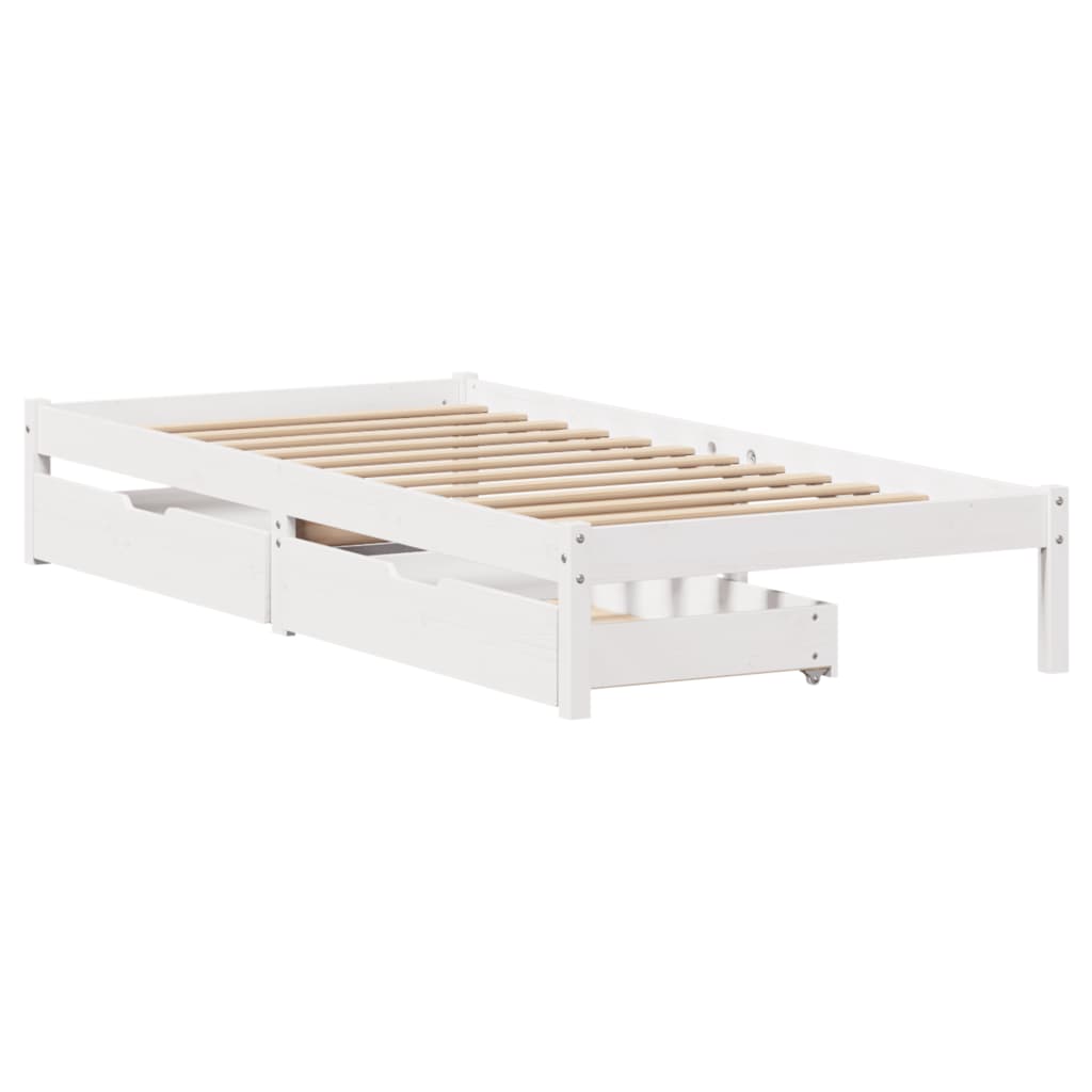 Bed Frame without Mattress White 90x200 cm Solid Wood Pine