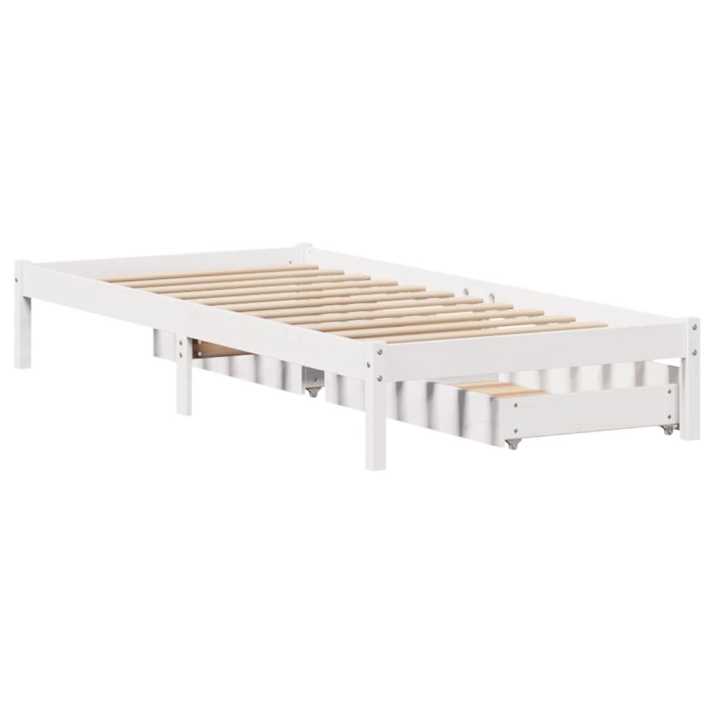 Bed Frame without Mattress White 90x200 cm Solid Wood Pine