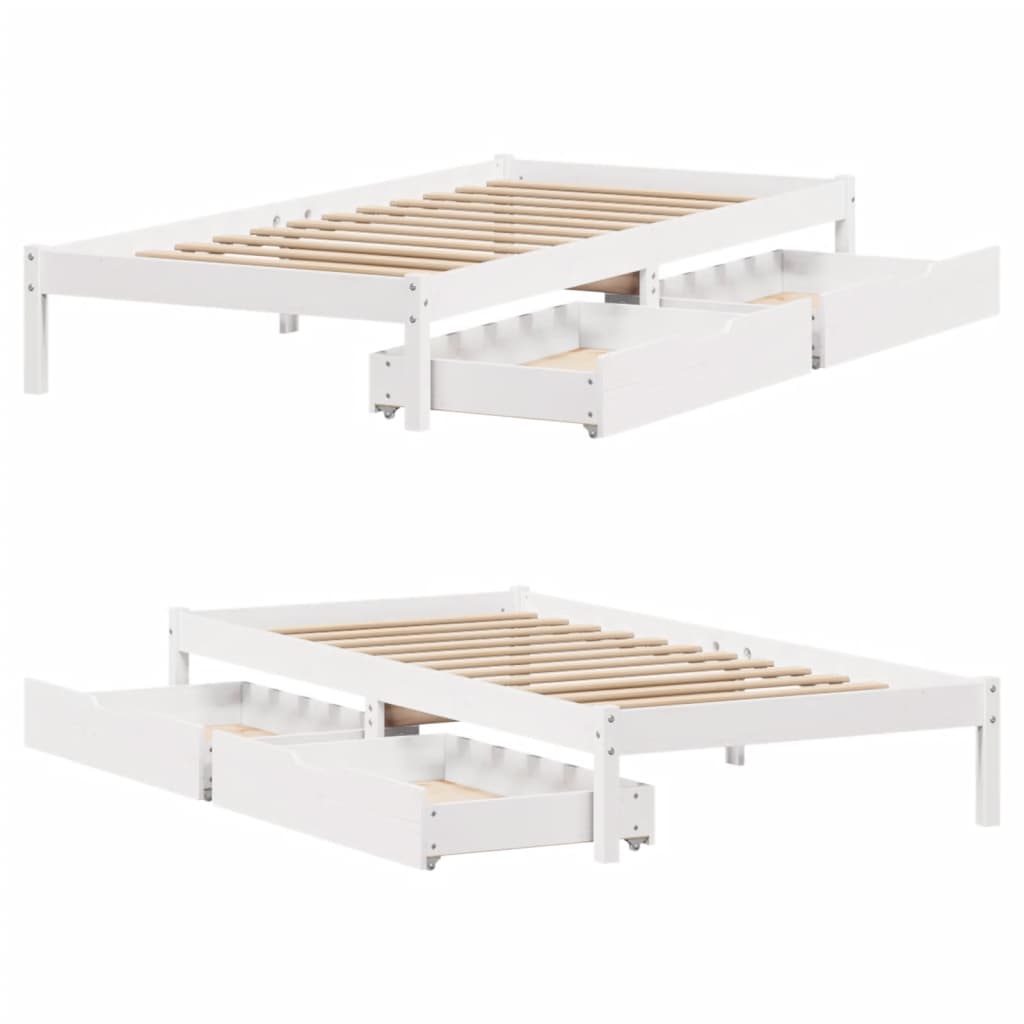 Bed Frame without Mattress White 90x200 cm Solid Wood Pine