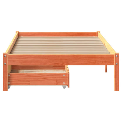 Bed Frame without Mattress Wax Brown 90x190 cm Single Solid Wood Pine