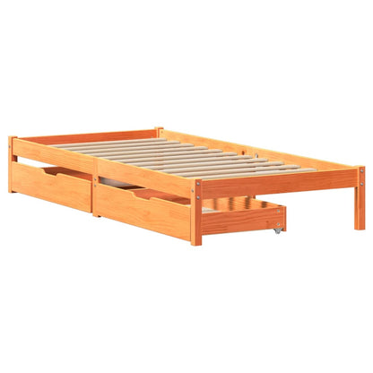 Bed Frame without Mattress Wax Brown 90x190 cm Single Solid Wood Pine