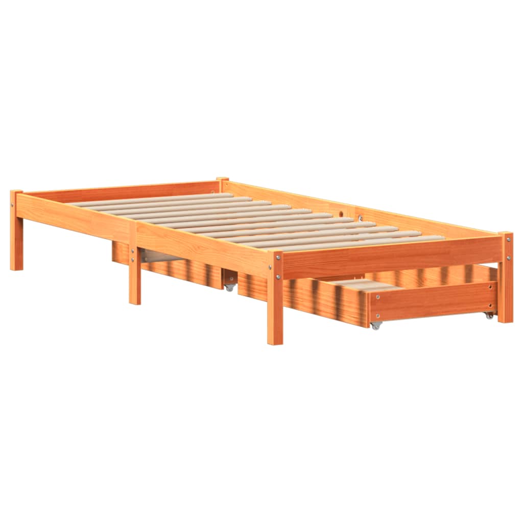 Bed Frame without Mattress Wax Brown 90x190 cm Single Solid Wood Pine