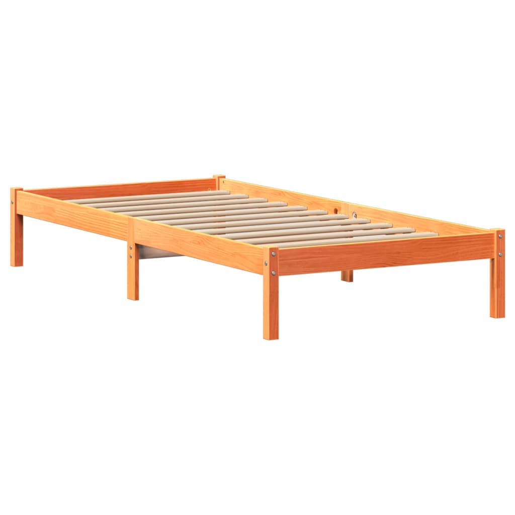 Bed Frame without Mattress Wax Brown 90x190 cm Single Solid Wood Pine