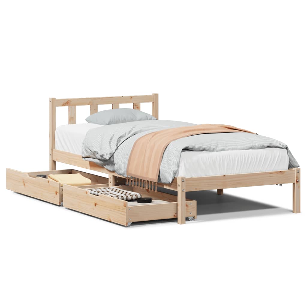 Bed Frame without Mattress 75x190 cm Small Single Solid Wood Pine