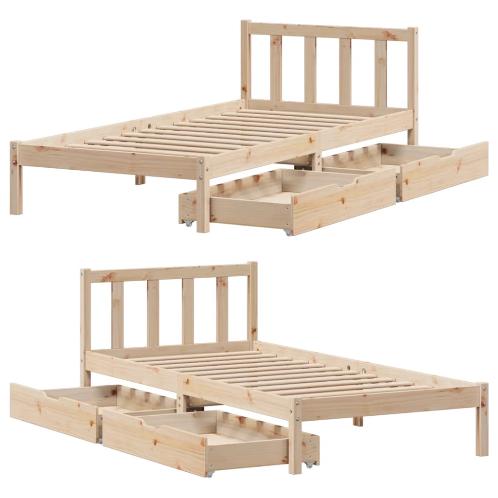 Bed Frame without Mattress 75x190 cm Small Single Solid Wood Pine