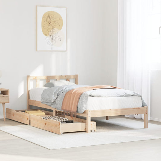 Bed Frame without Mattress 75x190 cm Small Single Solid Wood Pine